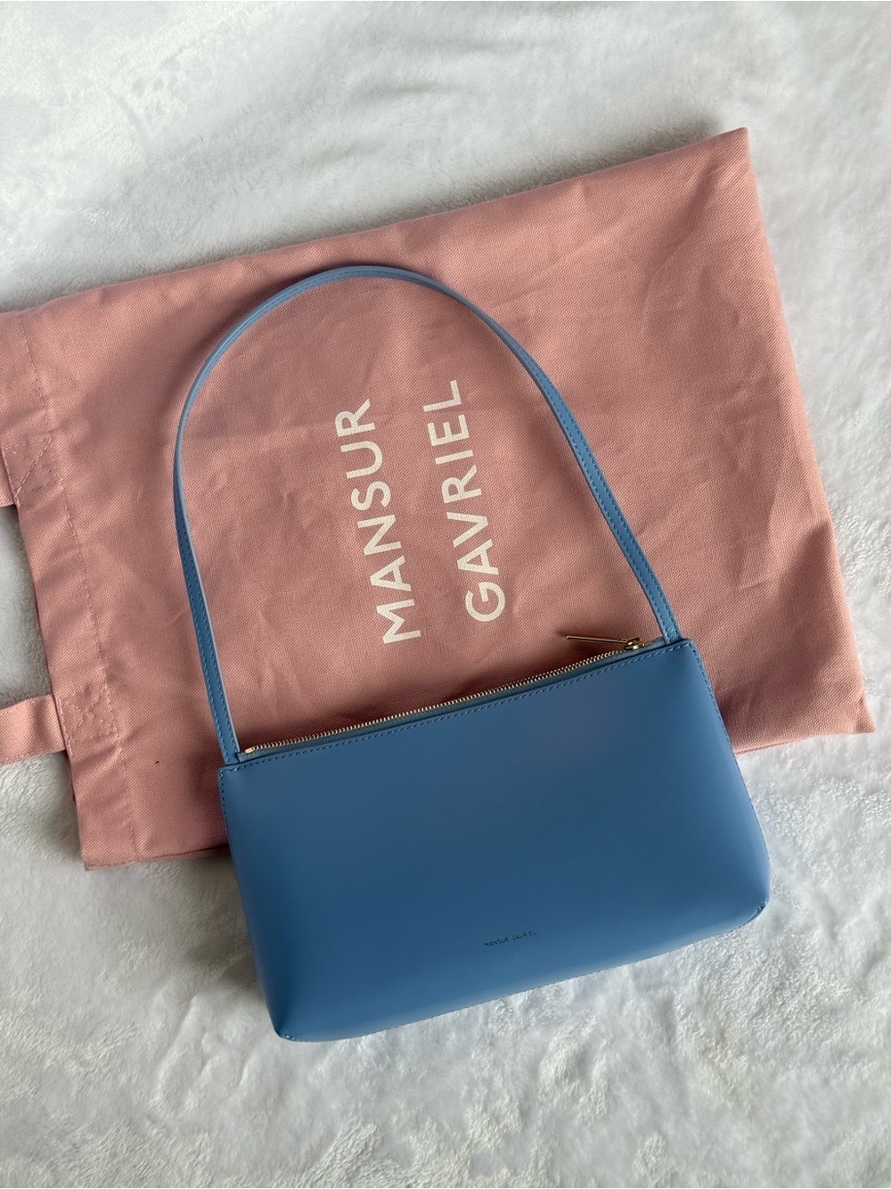 Mansur Gavriel Light Blue Leather Shoulder Bag - Picture 4 of 8